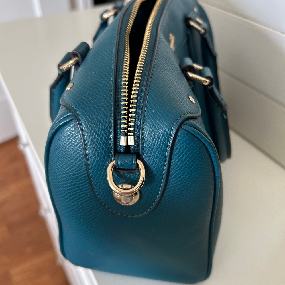 Coach Teal Blue Leather Satchel - Picture 10 of 11